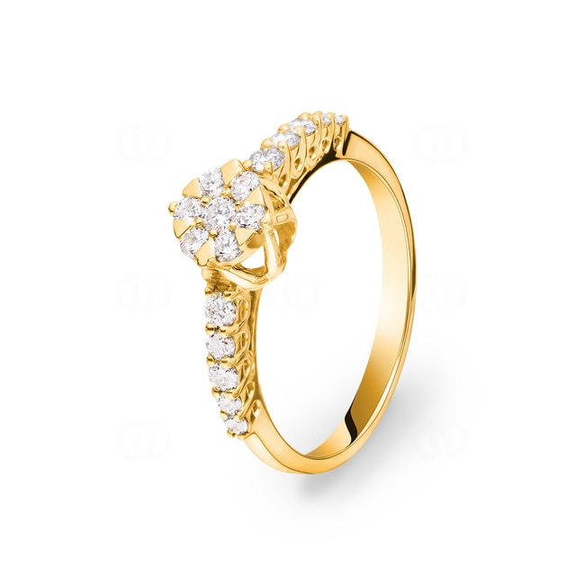 Engagement Ring 750/18 K Yellow Gold with Diamonds 0.42 ct H/si - SO-069852-GG