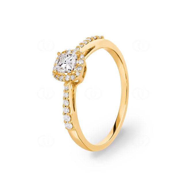 Engagement Ring 750/18 K Yellow Gold with Diamonds 0.42 ct H/si - RI-100960-GG