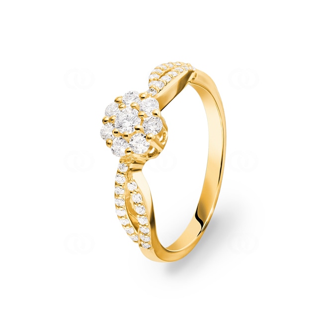Bague de fiançailles or jaune 750/18 ct avec diamants 0.44 ct H/si - SO-068399-GG