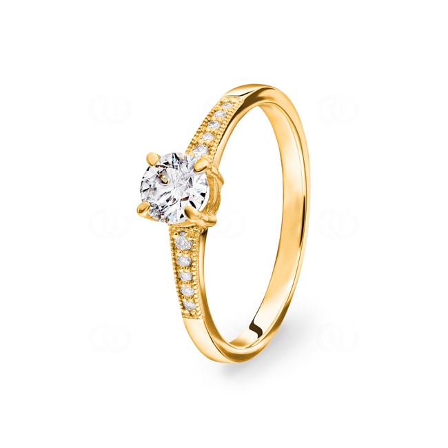 Bague de fiançailles or jaune 750/18 ct avec diamants 0.55 ct H/si - CG127
