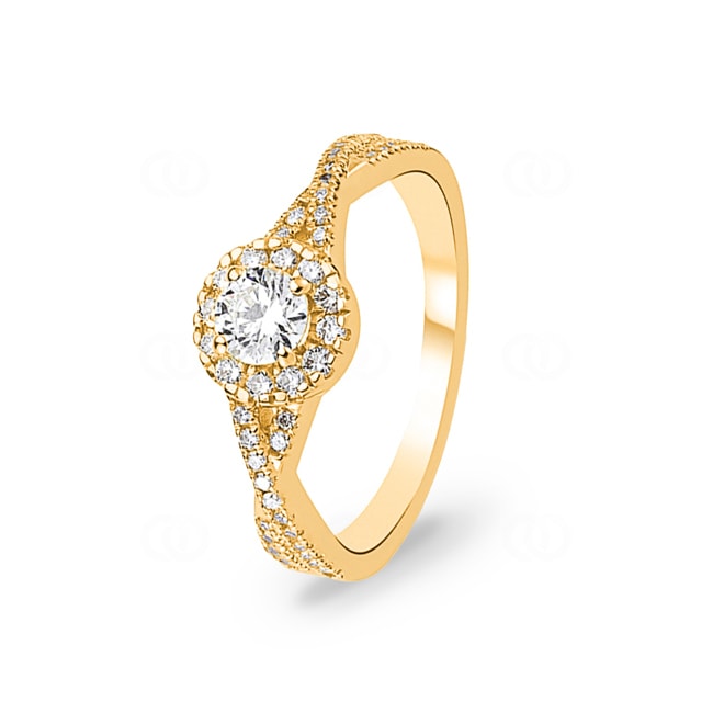 Verlobungsring 750/18 K Gelbgold mit Diamanten 0.64 ct H/si - CG140