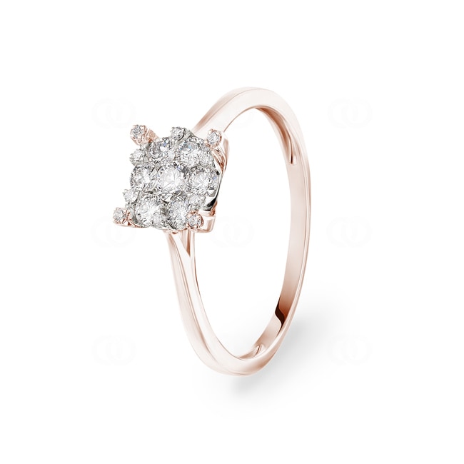 Bague de fiançailles or rosé 750/18 ct avec diamants 0.33 ct H/si - RI-69328-RG