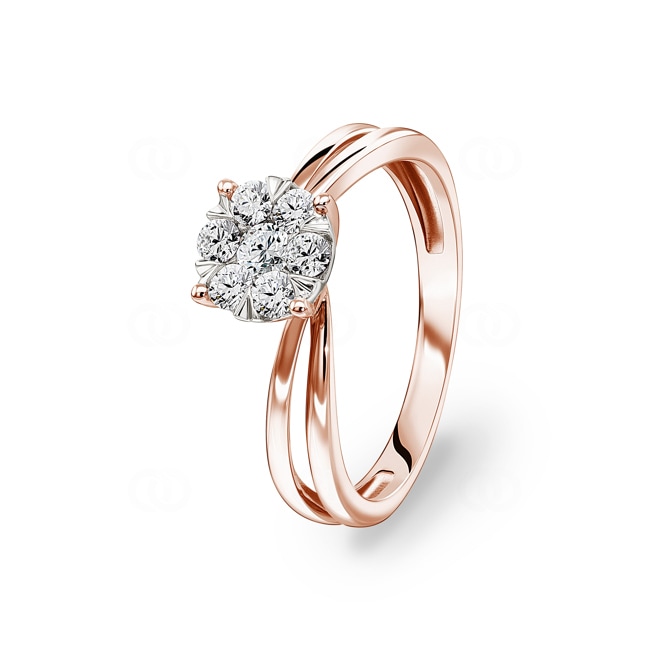 Bague de fiançailles or rosé 750/18 ct avec diamants 0.33 ct H/si - RI-69536-RG