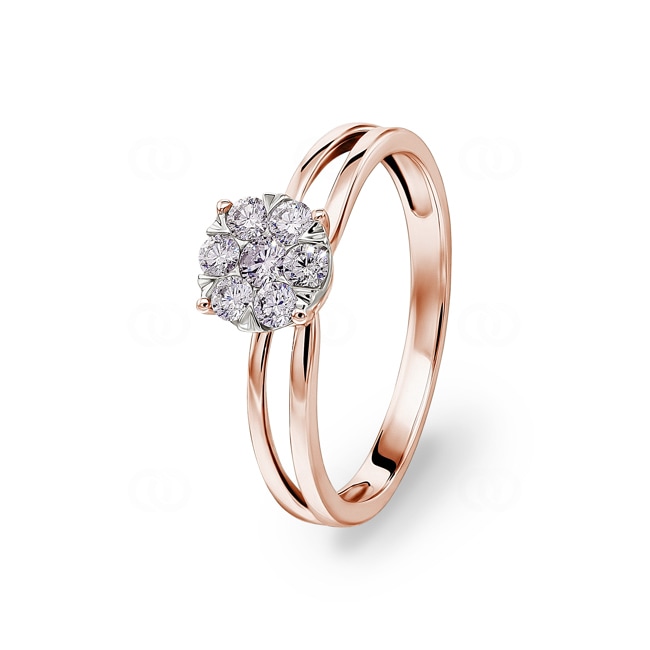 Verlobungsring 750/18 K Roségold mit Diamanten 0.34 ct H/si - RI-69585-RG