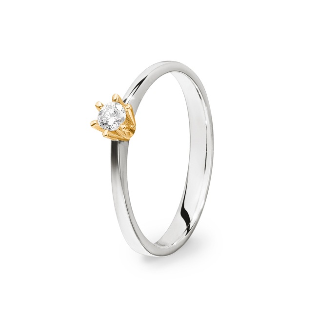 Engagement Ring 750/18 K White Gold with Diamond 0.11 ct H/vs - PR11998-01-WG