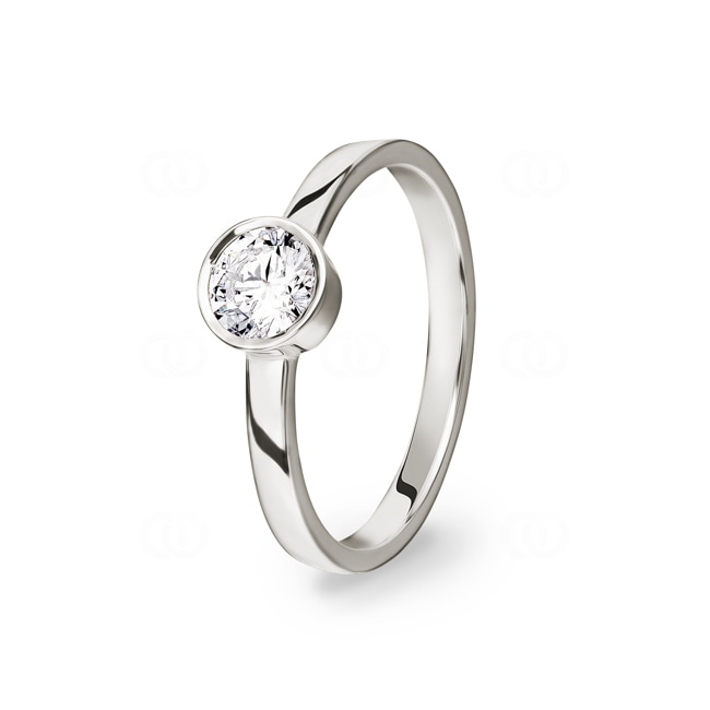 Bague de fiançailles or gris 750/18 ct avec diamant 0.51 ct H/si - CG202