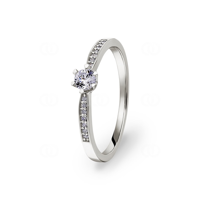 Engagement Ring 750/18 K White Gold with Diamonds 0.19 ct H/si - SO100734-15-WG