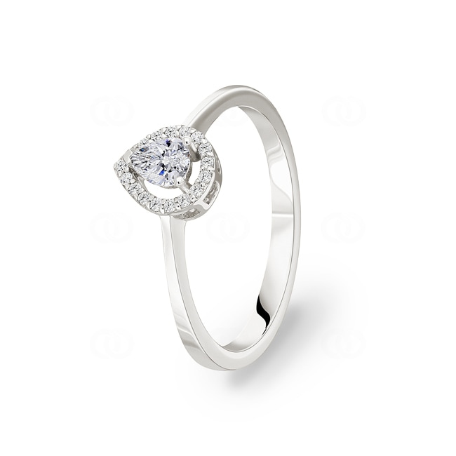 Bague de fiançailles or gris 750/18 ct avec diamants 0.22 ct H/si - SO-096437-WG