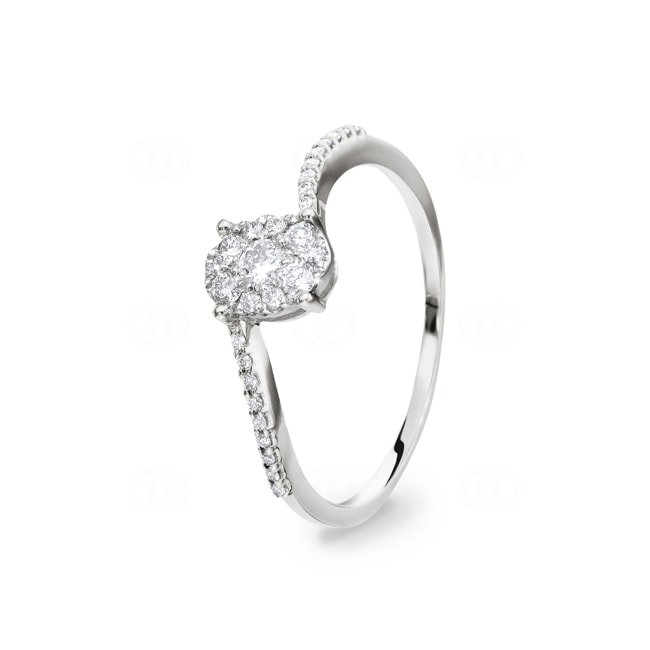 Bague de fiançailles or gris 750/18 ct avec diamants 0.23 ct H/si - RI-55331-WG