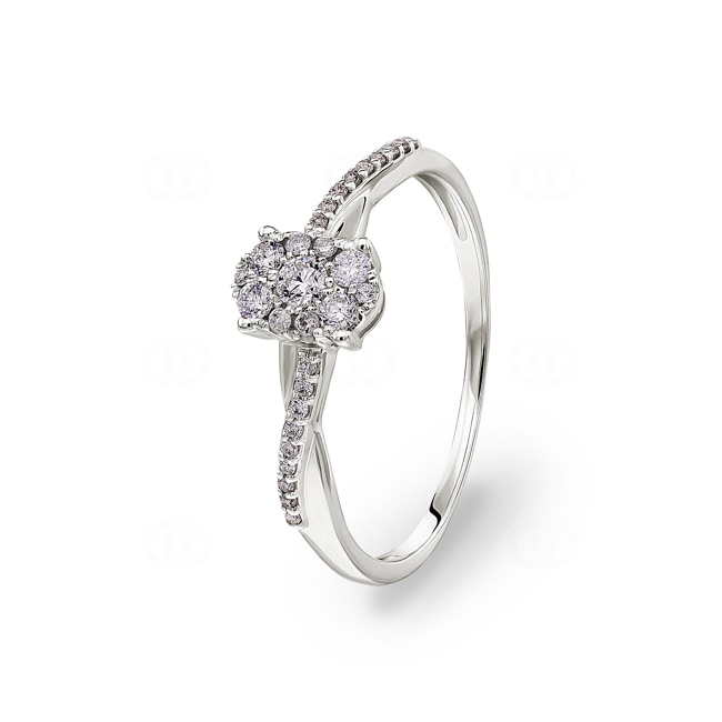 Bague de fiançailles or gris 750/18 ct avec diamants 0.23 ct H/si - RI-55371-WG