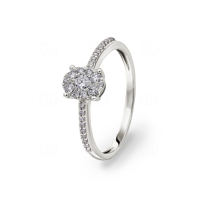 Bague de fiançailles or gris 750/18 ct avec diamants 0.23 ct H/si - RI-55401-WG