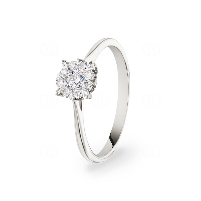 Bague de fiançailles or gris 750/18 ct avec diamants 0.25 ct H/si - RI-69212-WG