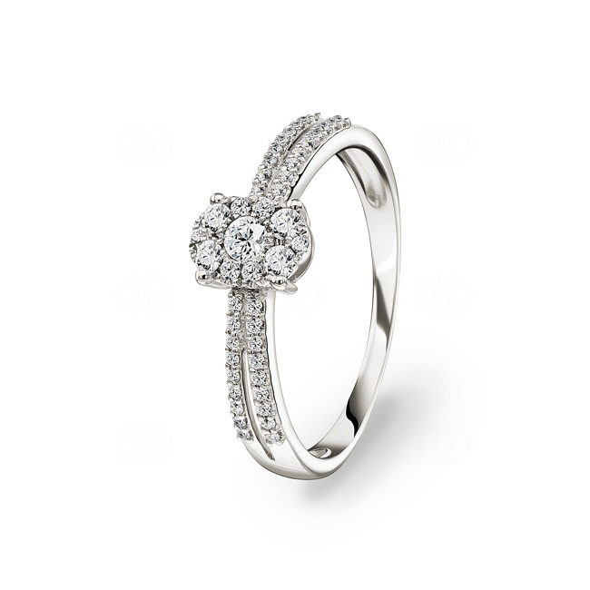 Bague de fiançailles or gris 750/18 ct avec diamants 0.28 ct H/si - RI-55441-WG