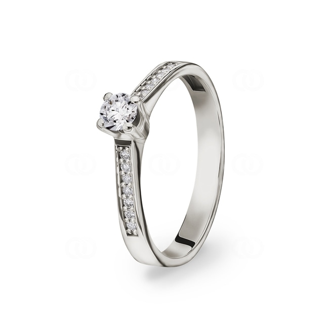 Bague de fiançailles or gris 750/18 ct avec diamants 0.29 ct H/si - CG137