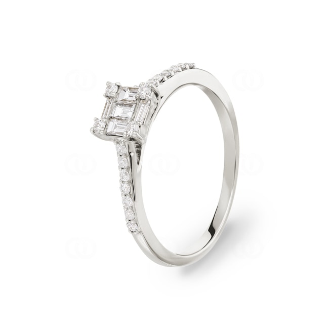 Bague de fiançailles or gris 750/18 ct avec diamants 0.30 ct H/si - SO-097497-WG