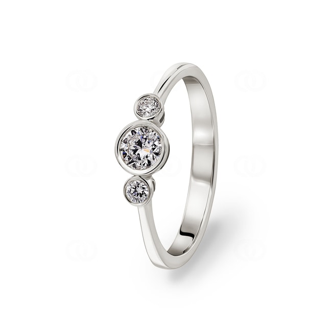 Bague trilogie or gris 750/18 ct avec diamants 0.32 ct H/si - CG119