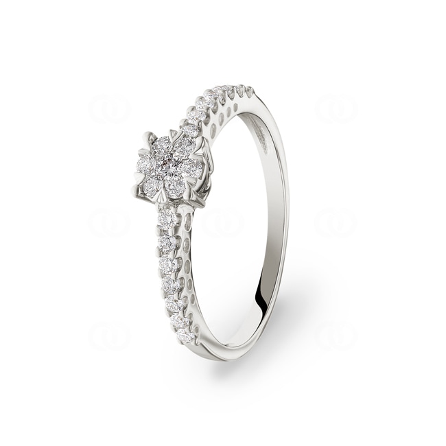 Bague de fiançailles or gris 750/18 ct avec diamants 0.33 ct H/si - RI-54361-WG