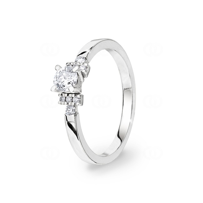 Engagement Ring 750/18 K White Gold with Diamonds 0.39 ct H/si - CG124