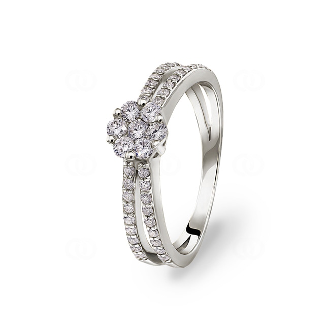 Bague de fiançailles or gris 750/18 ct avec diamants 0.42 ct H/si - SO-068375-WG