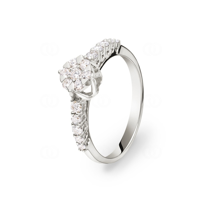 Engagement Ring 750/18 K White Gold with Diamonds 0.42 ct H/si - SO-069852-WG