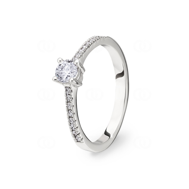 Verlobungsring 750/18 K Weissgold mit Diamanten 0.44 ct H/si - CG122
