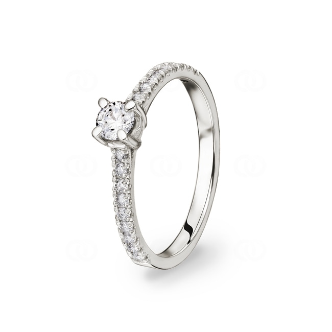 Bague de fiançailles or gris 750/18 ct avec diamants 0.45 ct H/si - CG114