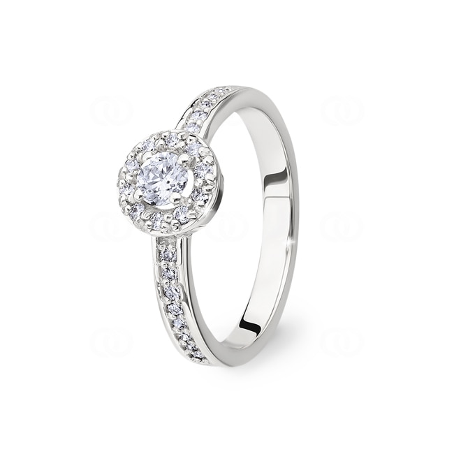 Engagement Ring 750/18 K White Gold with Diamonds 0.45 ct H/si - CG125