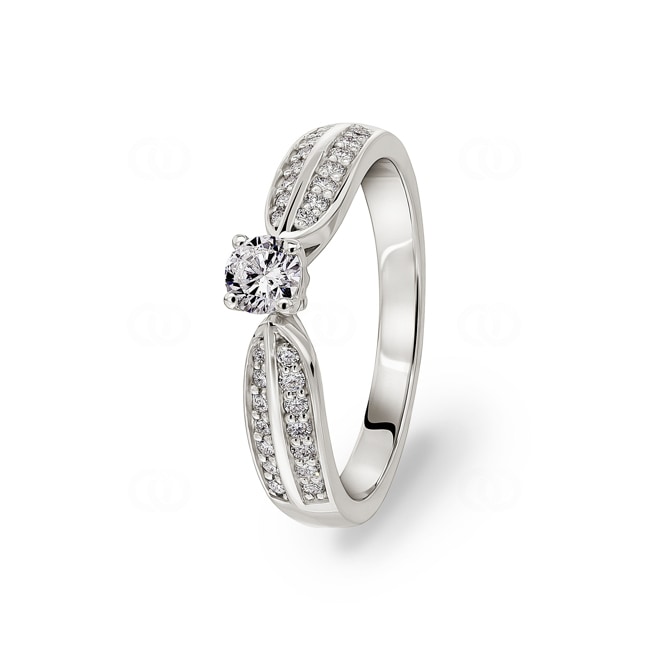 Bague de fiançailles or gris 750/18 ct avec diamants 0.48 ct H/si - CG111
