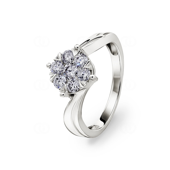 Engagement Ring 750/18 K White Gold with Diamonds 0.50 ct H/si - SO-72021-WG