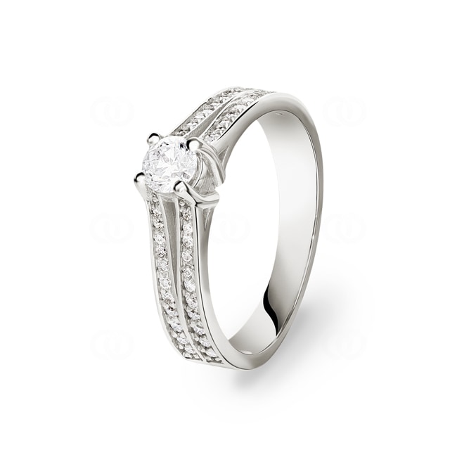Bague de fiançailles or gris 750/18 ct avec diamants 0.56 ct H/si - CG139