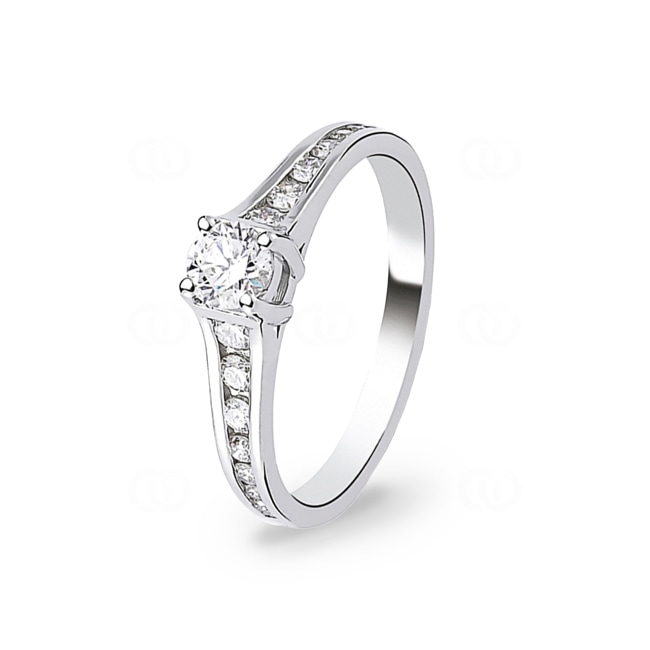 Bague de fiançailles or gris 750/18 ct avec diamants 0.66 ct H/si - CG135