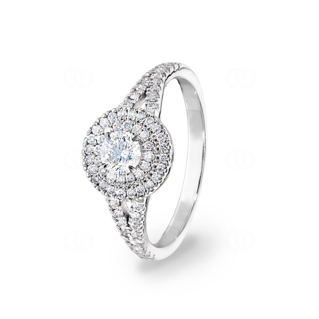Bague de fiançailles or gris 750/18 ct avec diamants 0.68 ct H/si - CG132