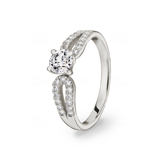 Bague de fiançailles or gris 750/18 ct avec diamants 0.76 ct H/si - CG129