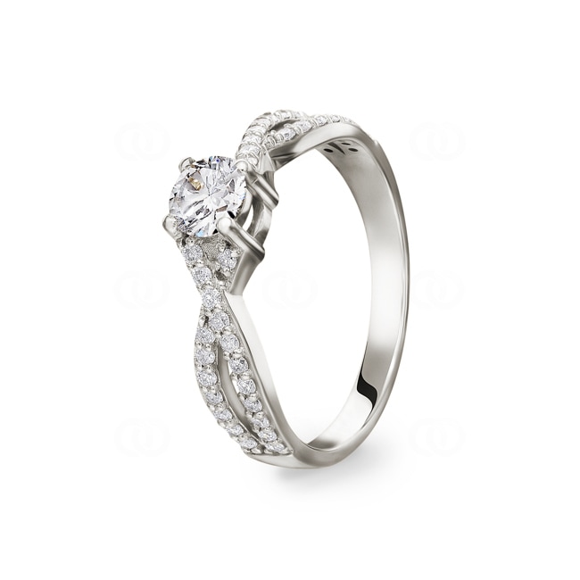Bague de fiançailles or gris 750/18 ct avec diamants 0.80 ct H/si - CG136