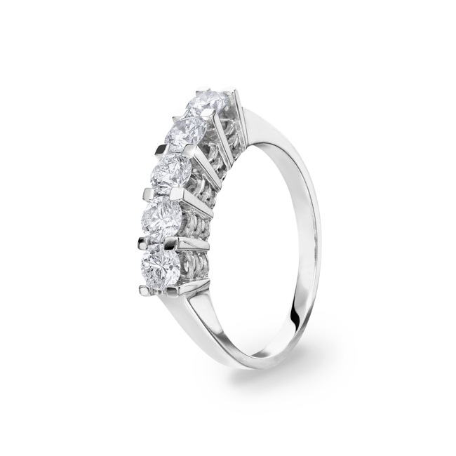 Engagement Ring 750/18 K White Gold with Diamonds 1.04 ct H/si Ø 55 - PYZ40317