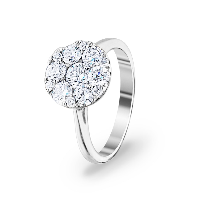 Verlobungsring 750/18 K Weissgold mit Diamanten 1.56 ct H/Si Ø 56 - PR20093/01