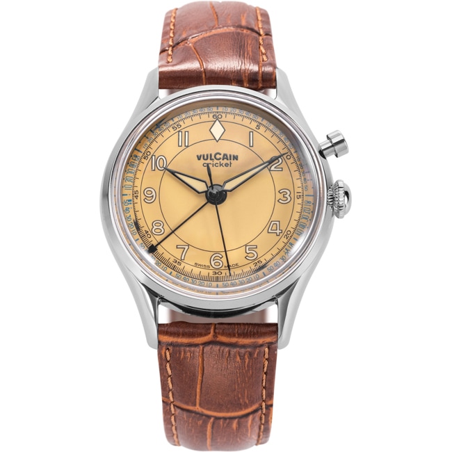 Vulcain Cricket Classique 36mm Brown Khaki Steel Caseback - 100169B87.BAN307