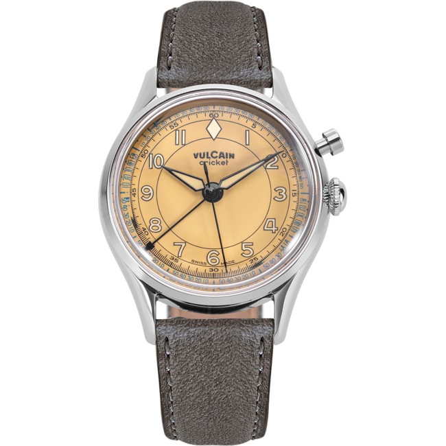 Vulcain Cricket Classique 39mm Brown Khaki Sapphire Caseback - 100268B87.BAC213