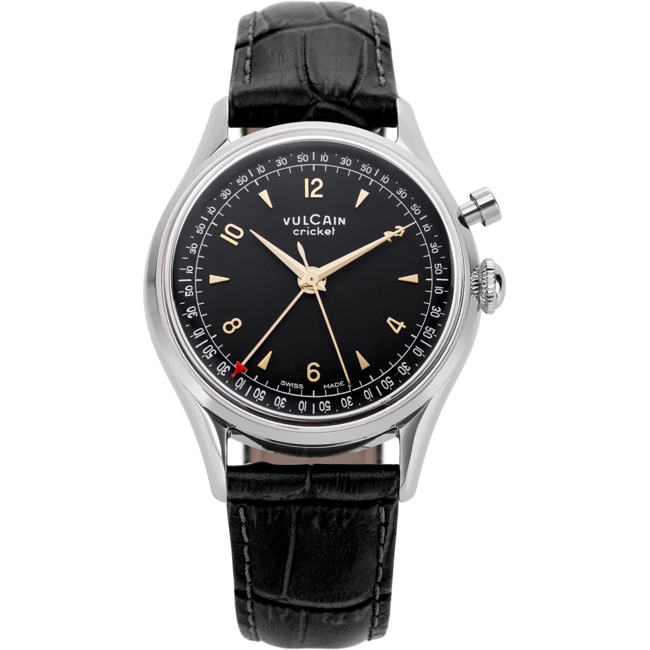 Vulcain Cricket Tradition 39mm Black & Gold Steel Caseback - 100168A06.BAN248