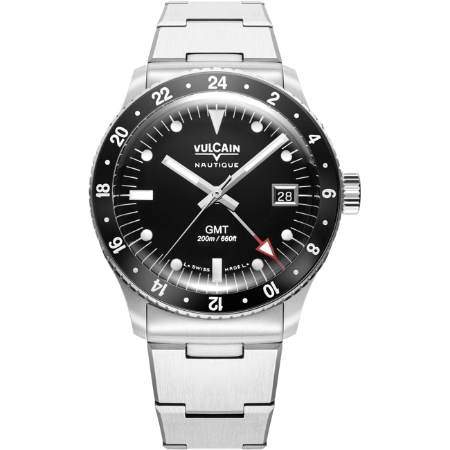 Vulcain Skindiver Nautique GMT Black - Luminova White - 680174A07.BHM286