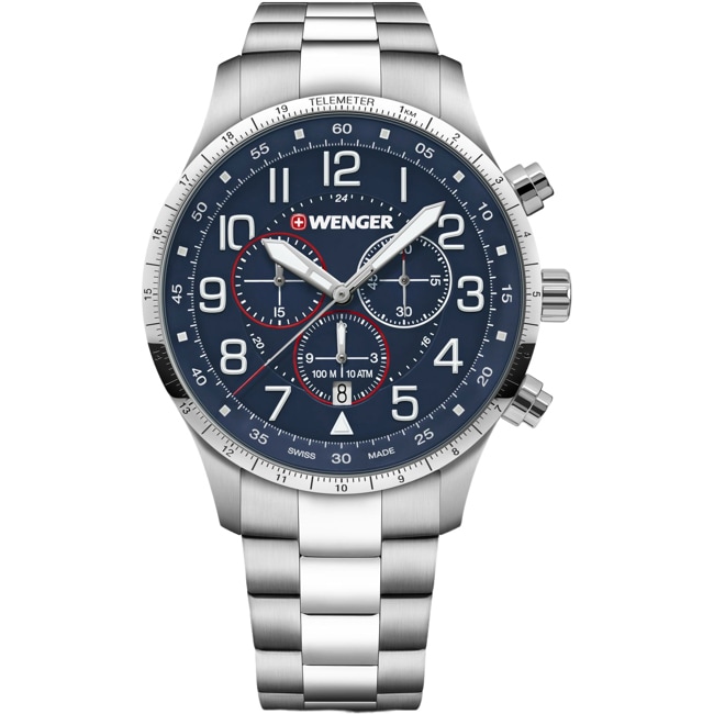 Wenger Attitude Chrono Silber / Blau Ø 44mm - 01.1543.118