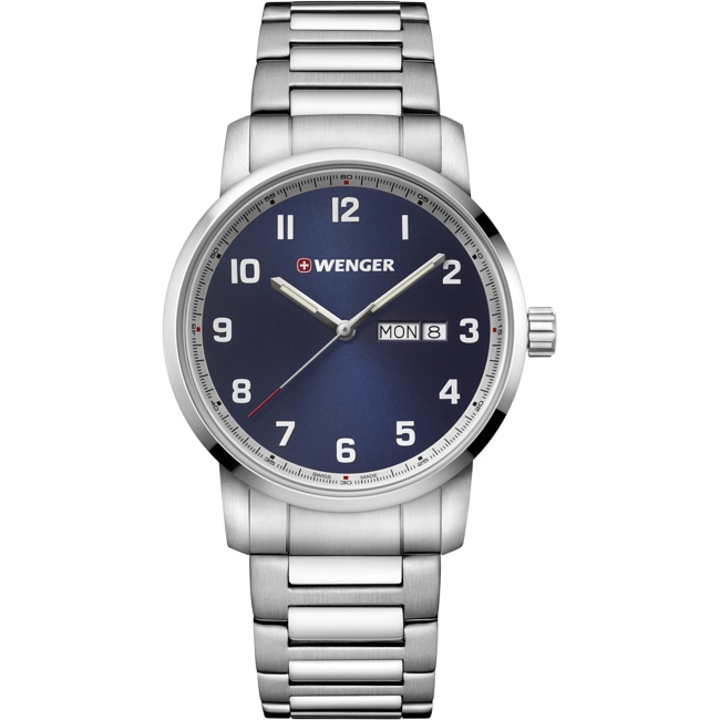 Wenger Attitude Day Date Blau / Silbrig Ø 42mm - 01.1541.121
