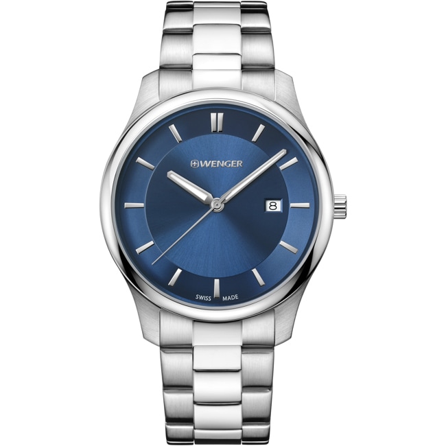 Wenger City Classic Argenté / Bleu Ø 43mm - 01.1441.117