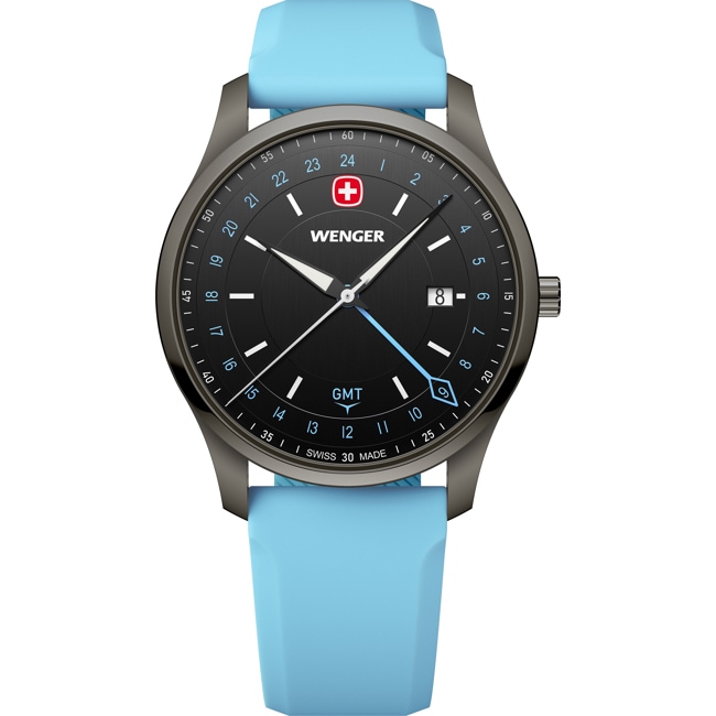 Wenger City GMT Noir / Bleu Ø 42mm - 01.1442.103