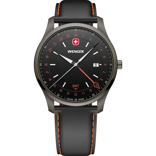 Wenger City GMT Leather Black Ø 42mm - 01.1442.106