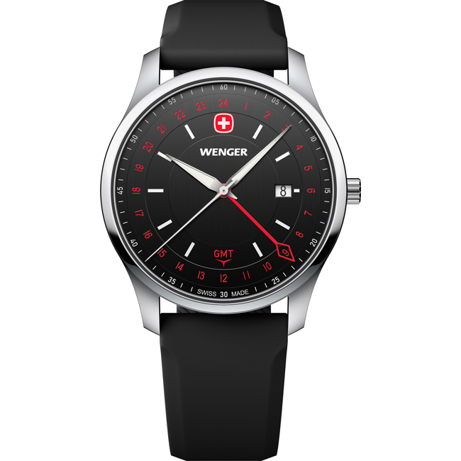 Wenger City GMT Black / Silver Ø 42mm - 01.1442.102