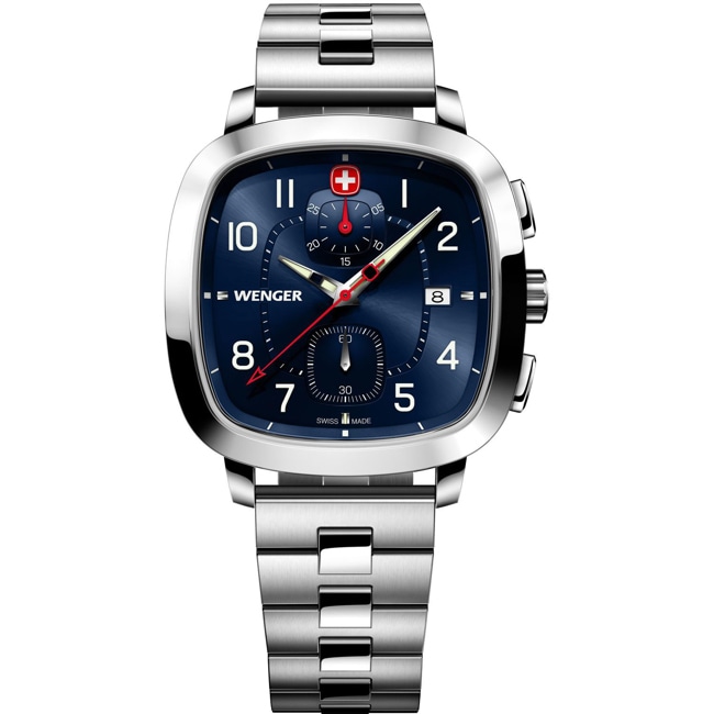 Wenger Vintage Sport Chrono Ø 39.5mm Silbrig / Blau Wenger Vintage Sport Chrono Ø 39.5mm Silbrig / Blau - 01.1933.111