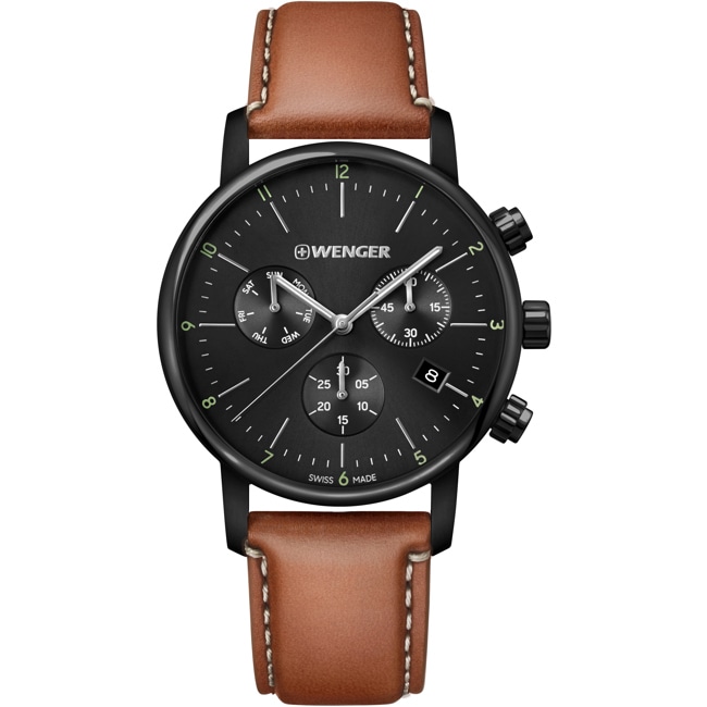 Wenger Urban Classic Chrono Black / Brown Ø 44mm - 01.1743.115