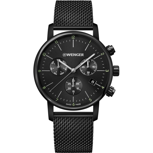 Wenger Urban Classic Chrono Black / Milanese Ø 44mm - 01.1743.116