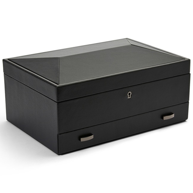 Wolf 1834 British Racing 10 Piece Watch Box with Drawer Black - 792802
